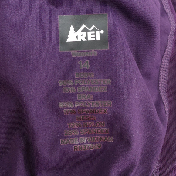 REI Top Womens 14 Sariska Yoga Tunic Gray Purple Stretch Knit Attached Bra New - Picture 3 of 14